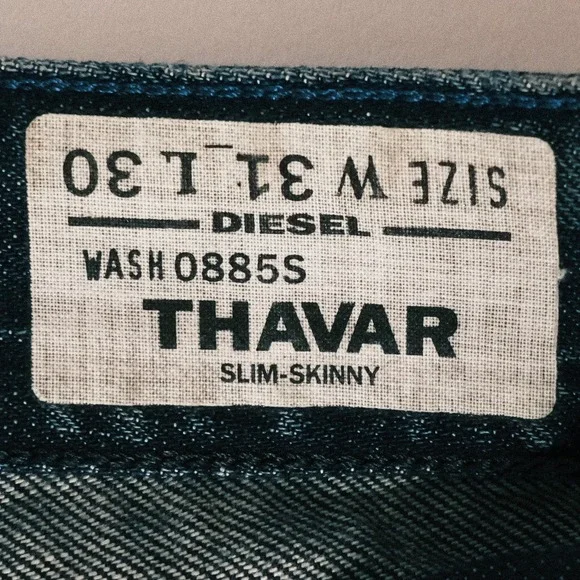 Diesel Industry Thavar Jeans Mens 31x30 Blue Dark Wash Slim Skinny Denim - Picture 3 of 16